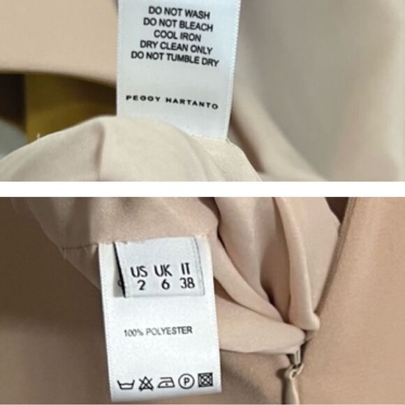 Peggy Hartanto Dress Mod Exaggerated Ruffled Sleeves Babydoll Dress Tan Size 2 - Picture 14 of 15